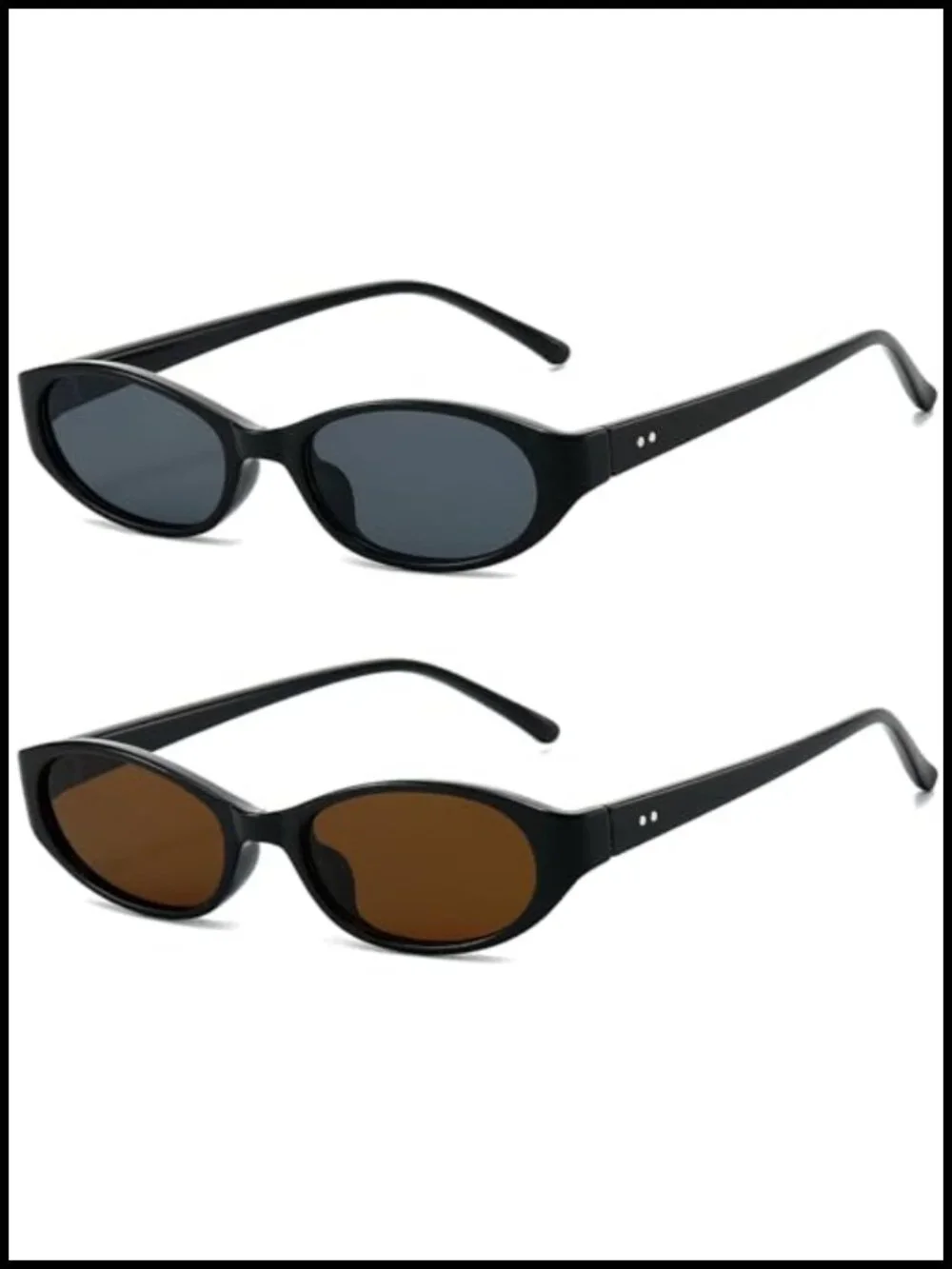 Retro Oval Cat Eye Sunglasses for Women Lightweight Narrow UV400
